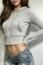 Striped Ribbed Cropped Fitted Full Zip Hoodie