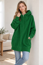 Color Hoodie Zipper Solid - Mid-length