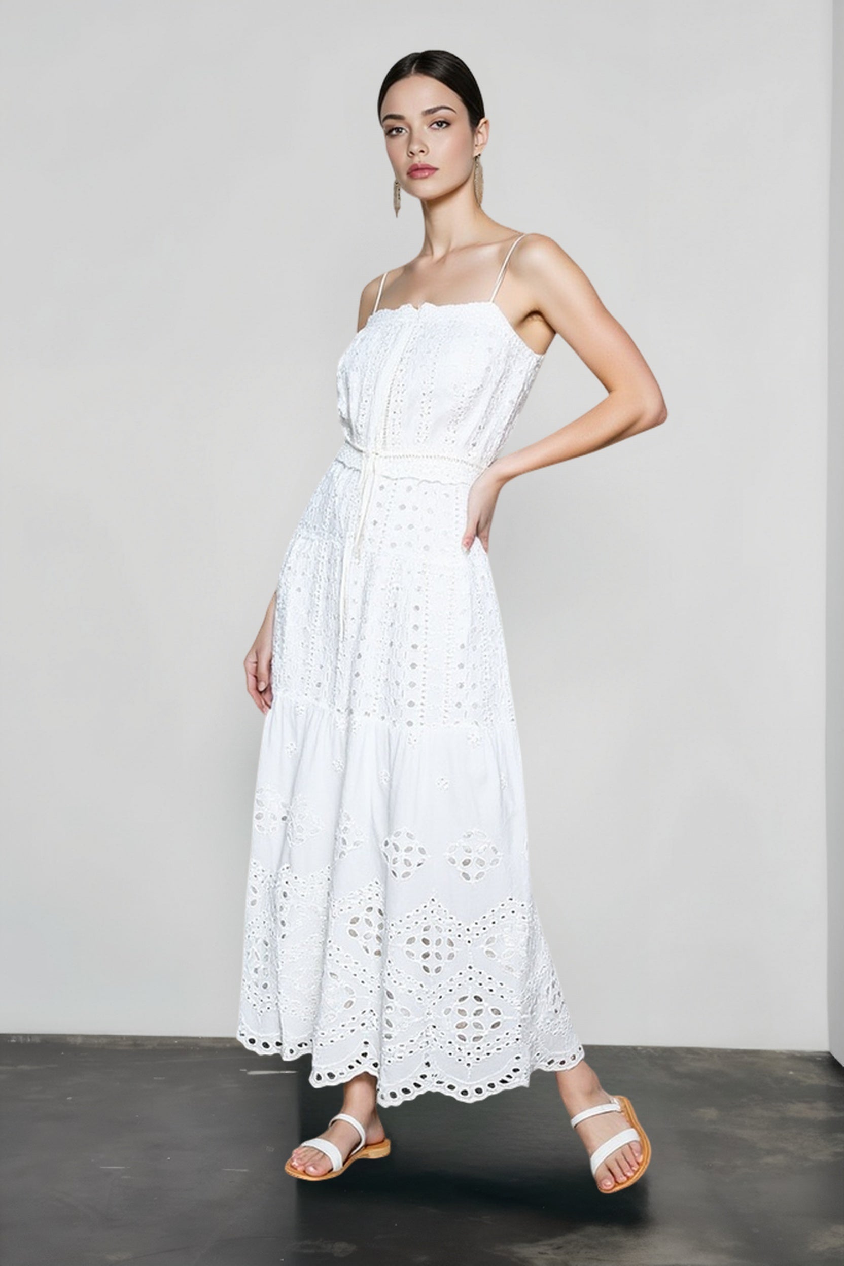 Hollow Out White Flowy Vacation Skirt Main image