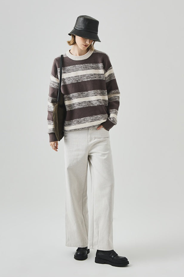 Loose Fit Round Neck Striped Sweater Main image