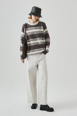 Loose Fit Round Neck Striped Sweater