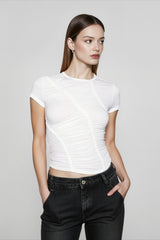Shirred Crop Fitted T-shirts