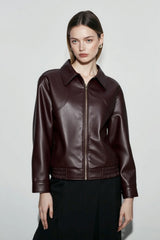 Vintage Notch Lapel Leather Jacket