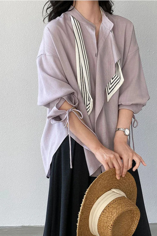 Elegant Romantic Retro Relaxed Long Sleeve Top Main image