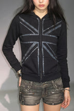 Union Jack Graphic Fitted Full Zip Hoodie
