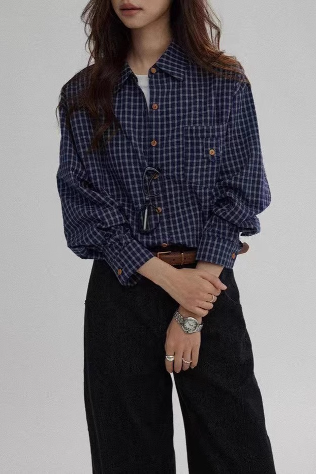 Plaid Relaxed Fit Versatile Premium Elegance Blouse Main image