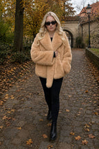 Solid Color Cropped Fur Coat