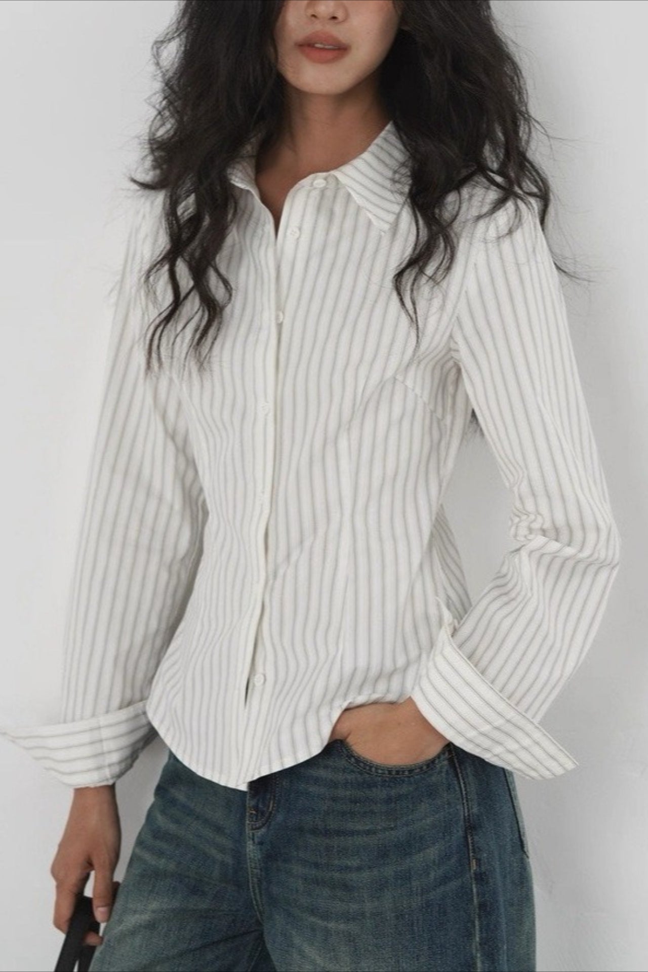 Slim Fit Vertical Stripe Blouse Main image