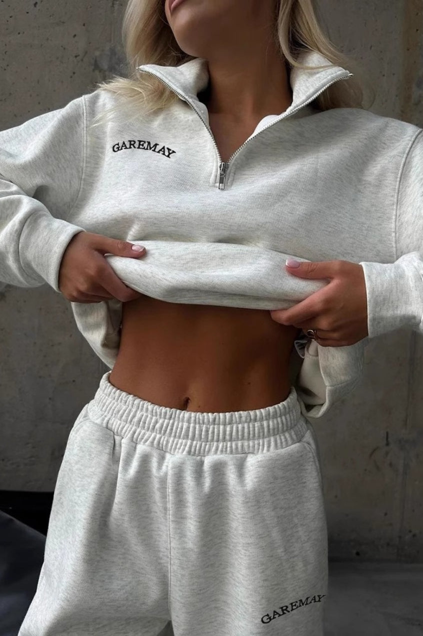 Embroidered Fleece Hoodie Pants Activewear Set Main image