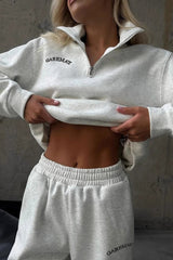 Embroidered Fleece Hoodie Pants Activewear Set