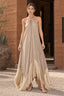 Halter Fringe Maxi Party Dress