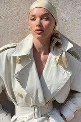Lapel Belted Waist Elegant Office Overcoat