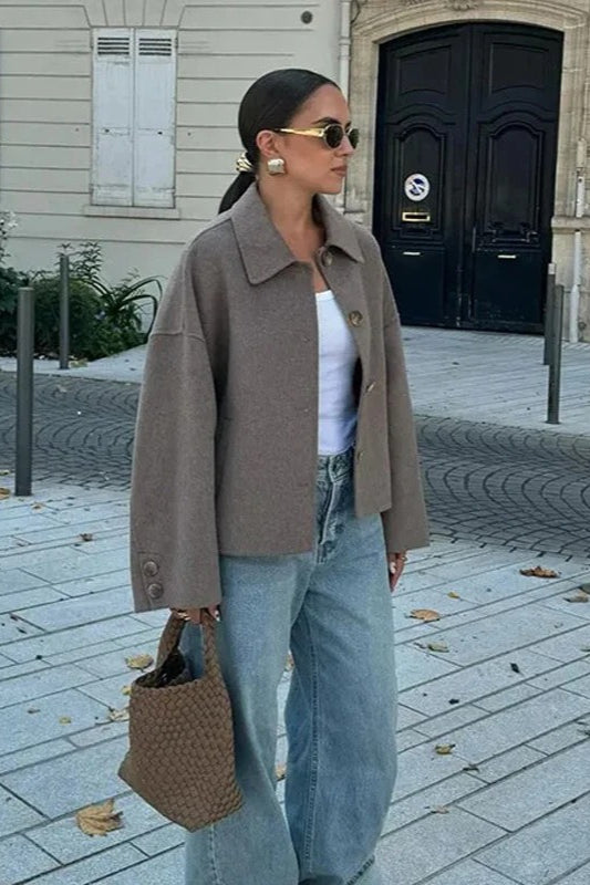 Cropped Wool Notch Collar Jacket Secondary image