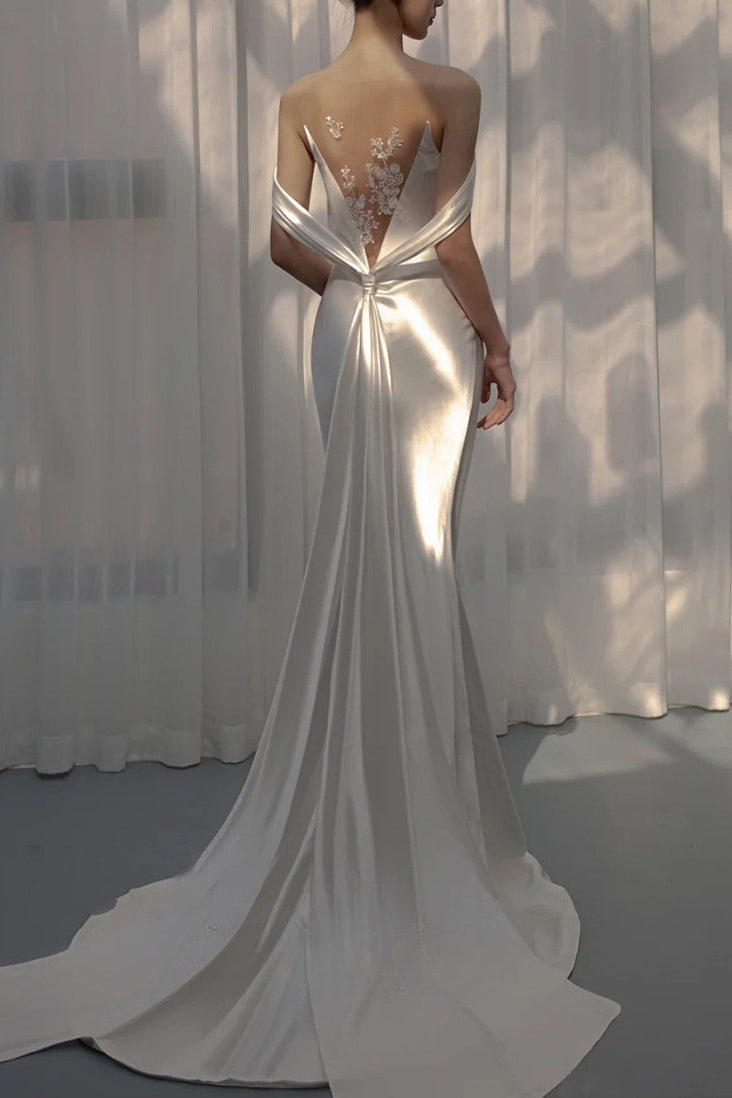 Satin Mermaid Sweetheart Wedding Dress Secondary image