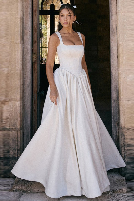 Solid Color A Line Slip Prom Dress Main image