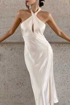 Satin Halter Mermaid Reception Dress