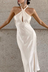 Satin Halter Mermaid Reception Dress