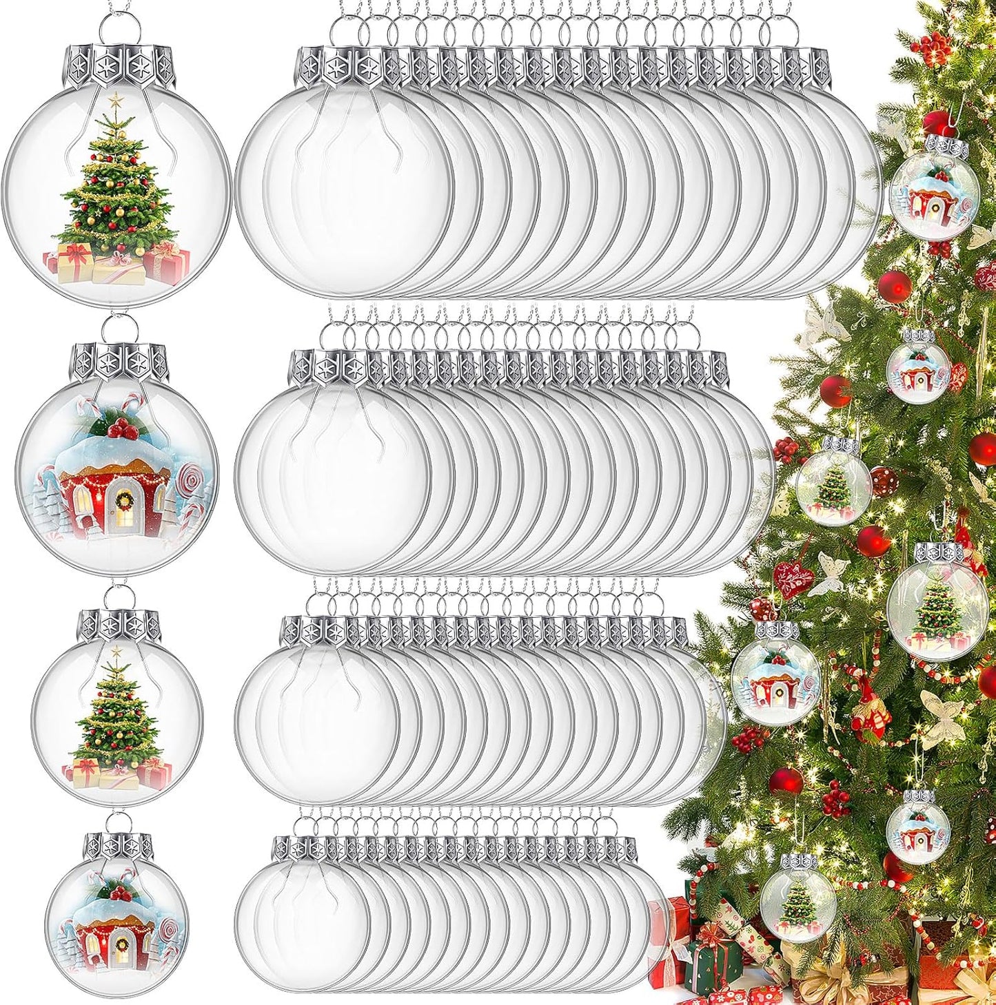 Set of 4 Clear Plastic Fillable Christmas Ornament Balls