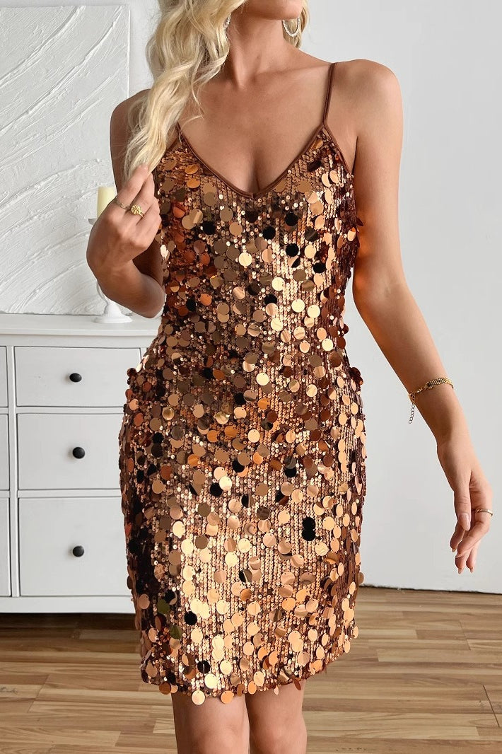Large Sequin Sleeveless Cami Sequin Dress Main image