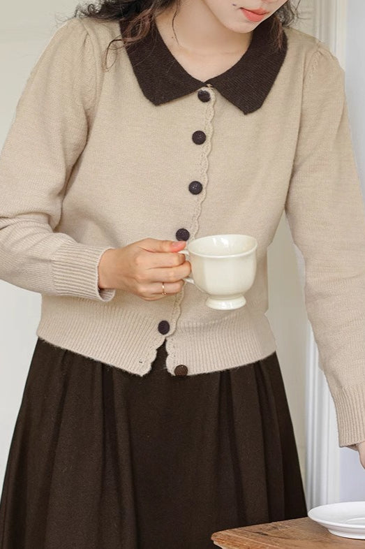 Peter Pan Collar Color Block Cardigan Secondary image