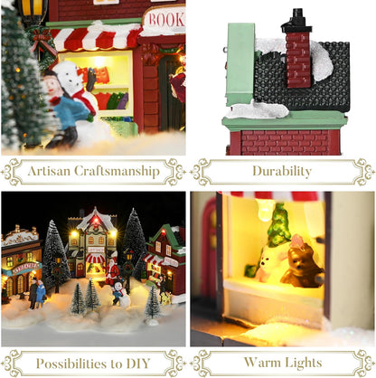 Battery Operated Christmas Village Set - DIY Tabletop Decor Collection (17 PCS)