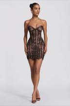 Lace Splice Tube Backless Maxi Slim Bodycon Dress