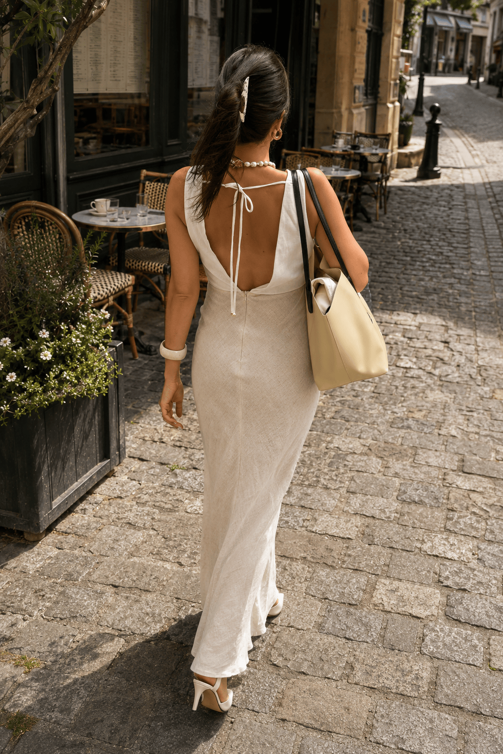 Deep V Back Lace Up Sleeveless Slip Dress Secondary image