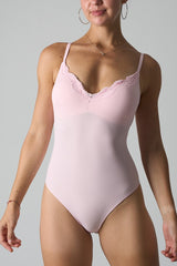 Lace Trim Built In Bra Cami Fits Everybody Bodysuit