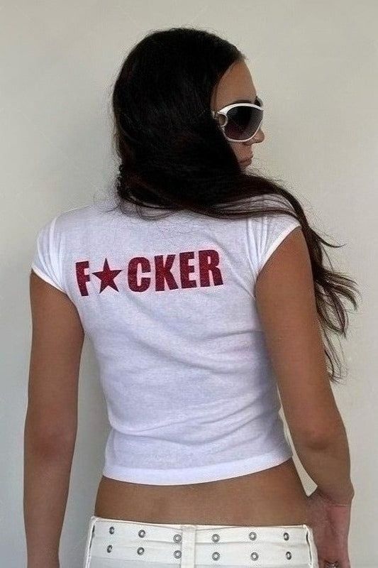 Trendy Graphic Edgy Cut Out Crop Tee T-Shirt Secondary image