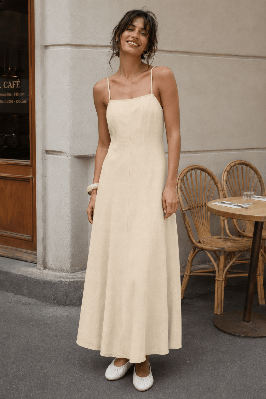 Cotton Panel High Waist Maxi Slip Dress Main image