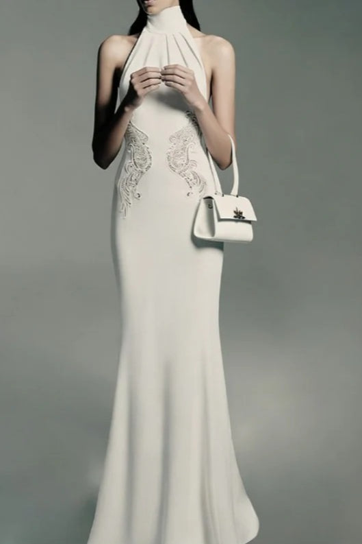 High Neck Lace Mermaid Reception Dress Secondary image