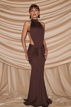 Solid Backless Mermaid Bodycon Party Dress