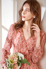 Printed Chiffon Fitted Waist Floral Dress