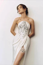 Crystal Embellished Strapless Bandage Prom Dress