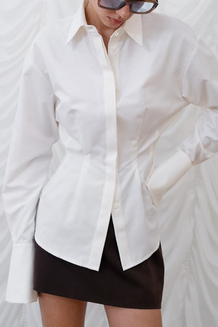 Vintage Slim Fit Ruched Waist Minimalist Elegant Blouse Main image