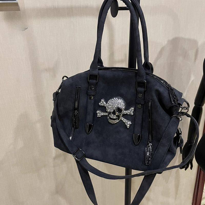 Y2K Gothic Punk Harajuku Skull Head Diamond Large Capacity Shoulder Bag Main image