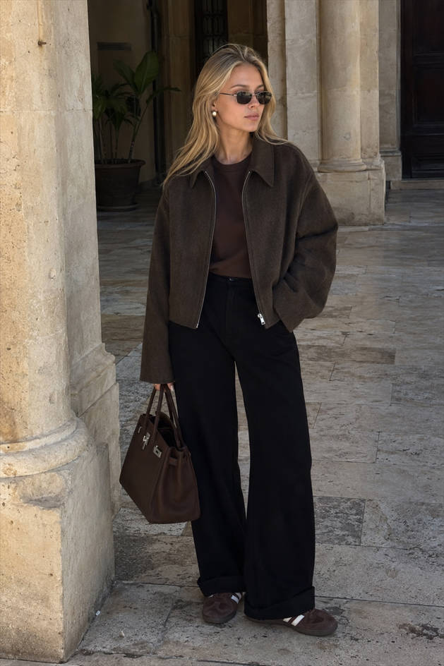 Minimalist Lapel Short Wool Coat