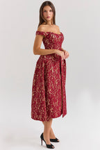 Off Shoulder Backless Wrap Floral Dress