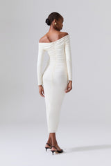 Plunging Strapless Ruched Reception Dress