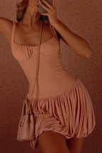 Sultry Pleated Mini Slip Dress