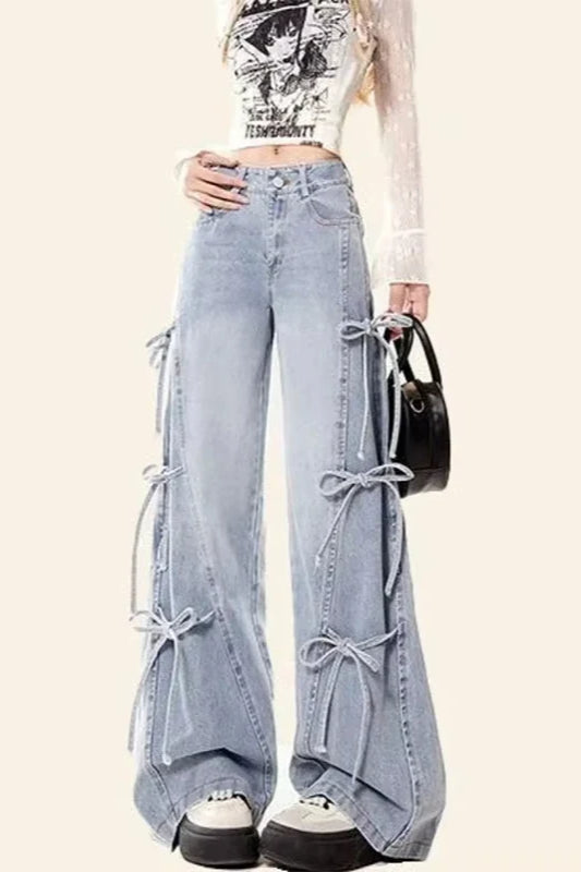 Vintage Bow Tie Baggy Denim Jeans Secondary image