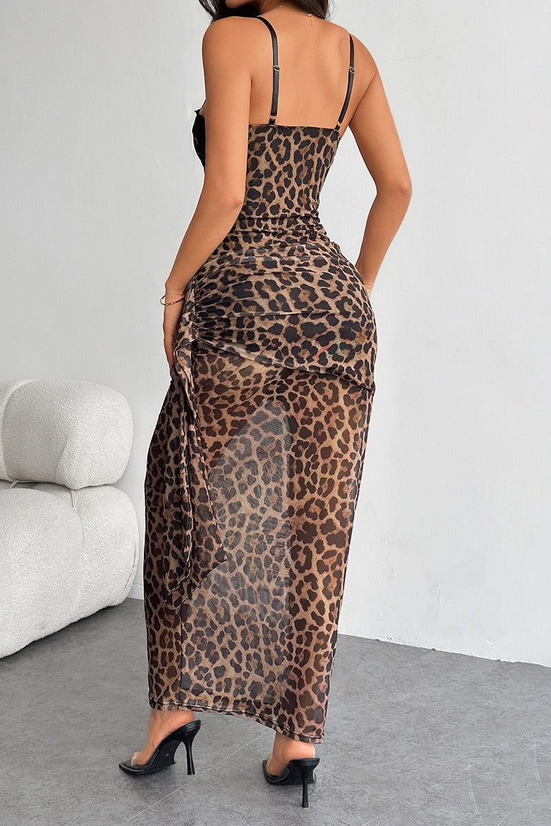 Leopard Print Lace Tube Top Bodycon Dress Secondary image