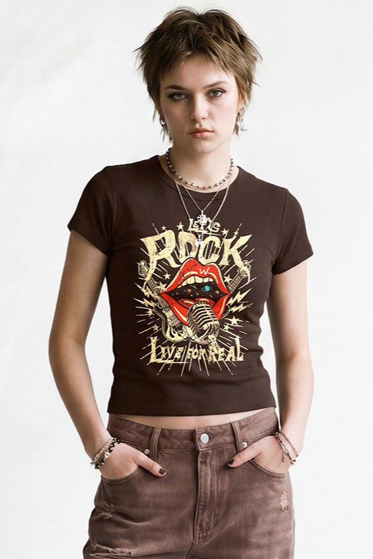 Vintage Rock Graphic Cropped T-Shirt Main image