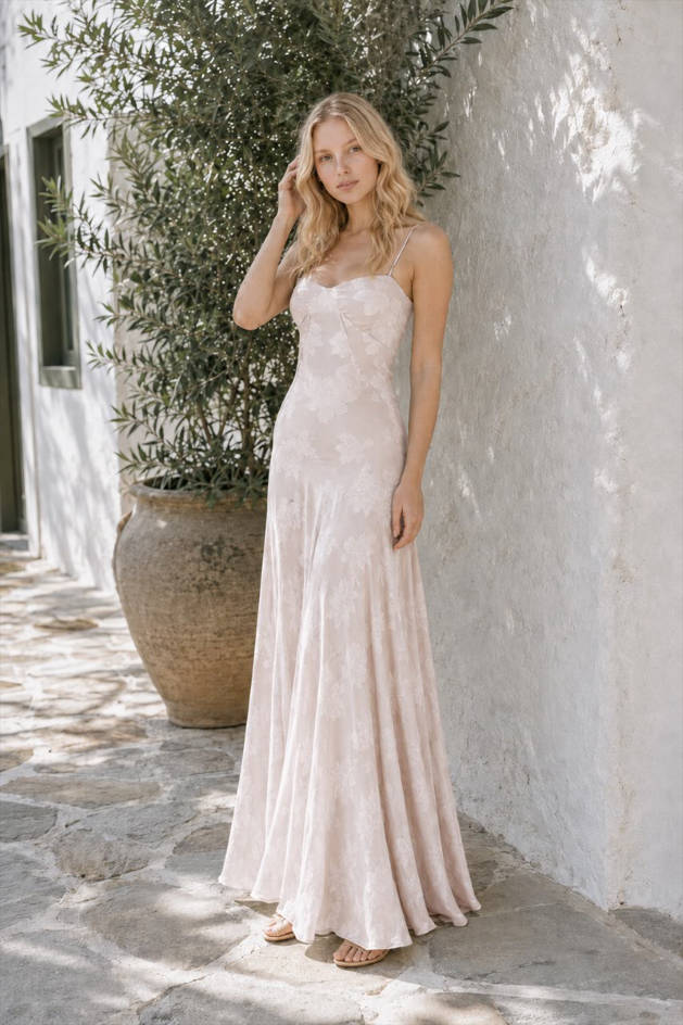 Embroidered Lace Off Shoulder Maxi Dress