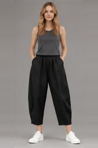Elastic Waist Vintage Lady Loose Casual Pants