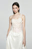 French Strapless Satin Pearl Prom Dress