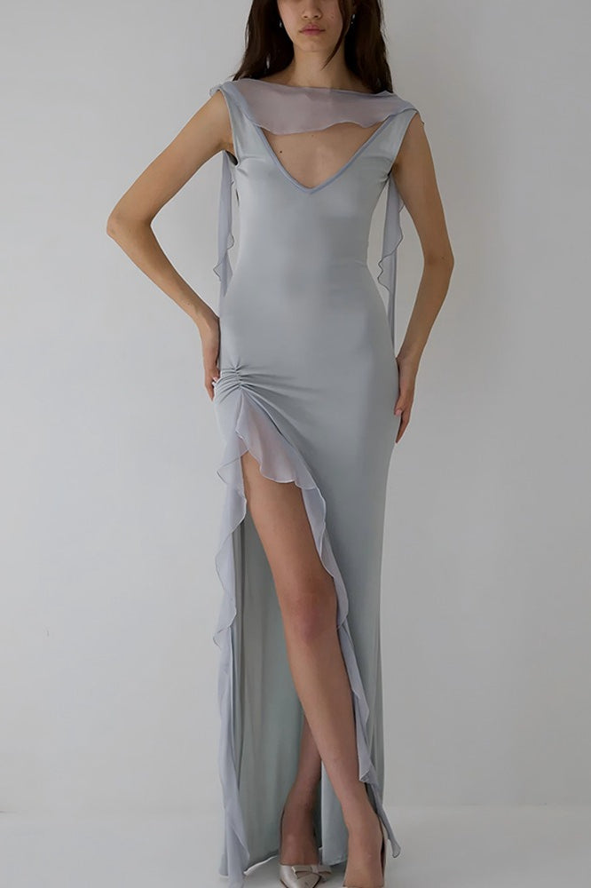 High Slit Ruffle Slip Dress Main image