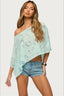 Sequin Asymmetric Draped Cape Sleeve T-Shirt