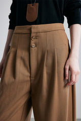 Relaxed Straight Wool Twill Multi Match Suit Pants