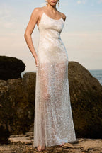 Low-Back Sequin Maxi Slip Dress
